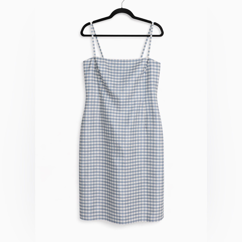 Ralph Lauren Blue and White Gingham Strapless Dress
